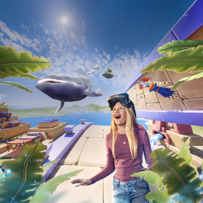 Player wearing a VR headset at Microgravity VR gaming arena, Gurgaon
